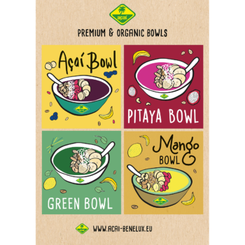 Marketingmateriaal voor Acai bowls en smoothies
