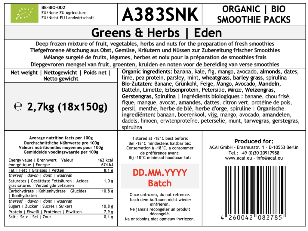A383SNK | Greens & Herbs | Eden | 2,64kg (22x120g)